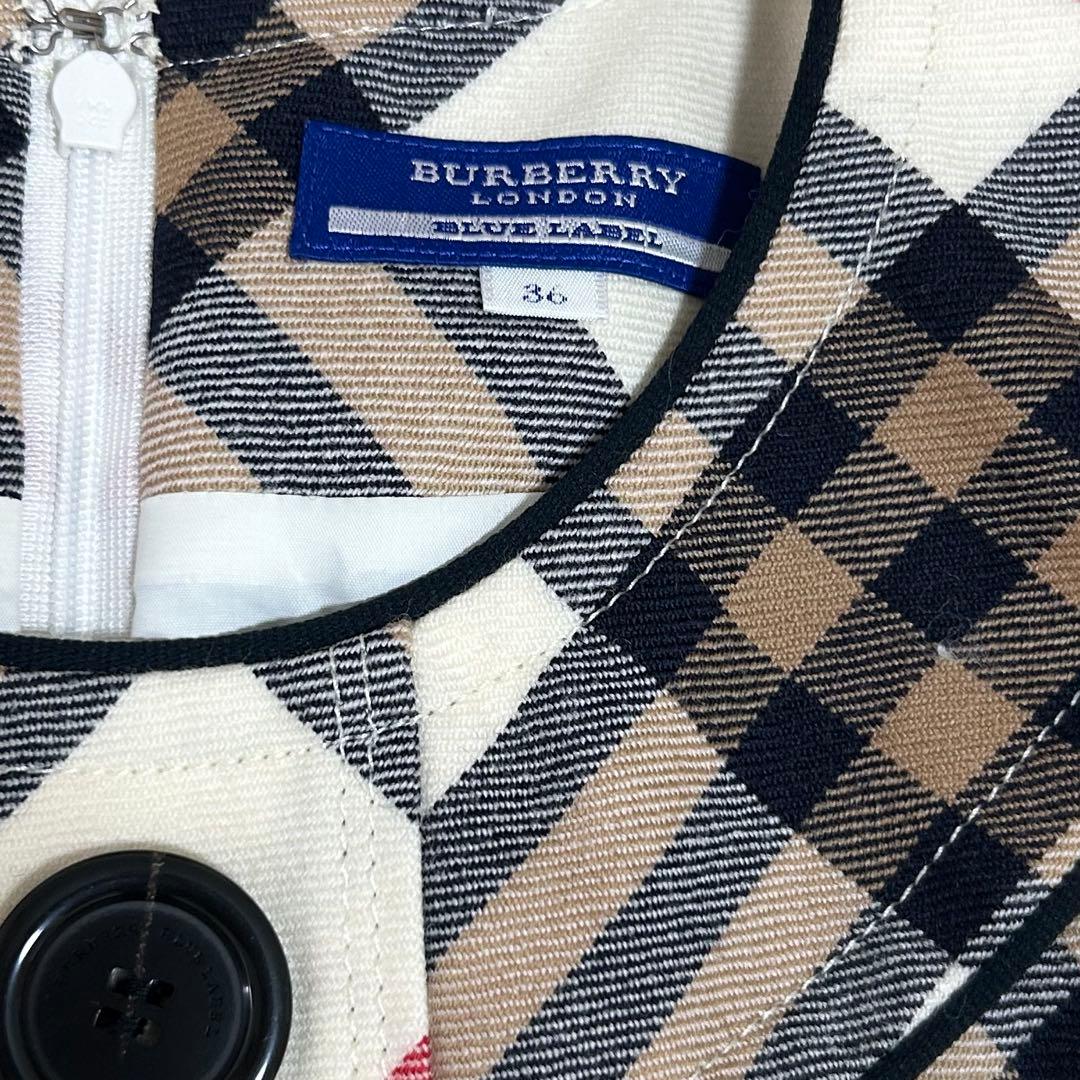 故障品 バーバリーブルーレーベルノバチェックミニワンピース 36