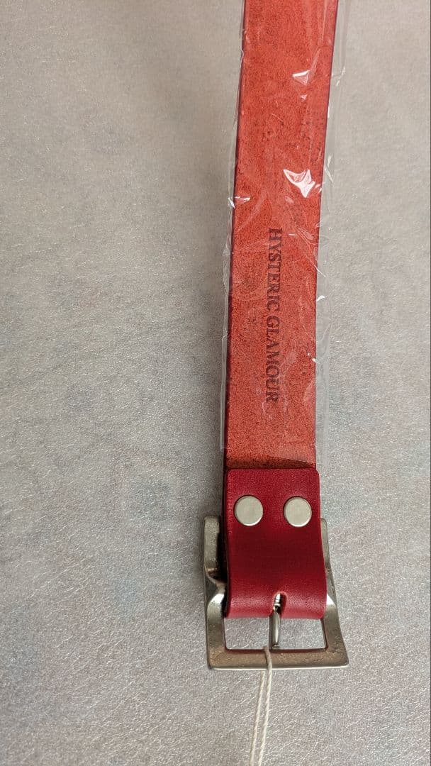 ヒステリックグラマー 赤ベルト ロゴプリントレザーベルト sサイズ