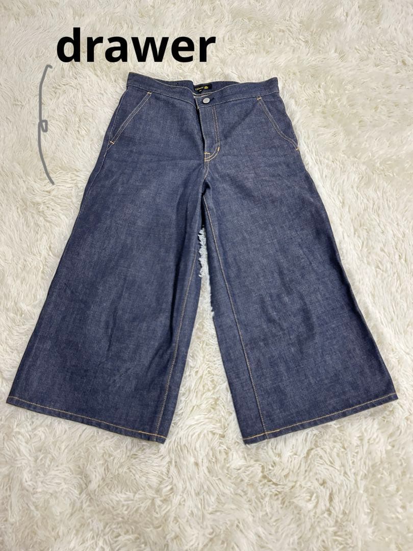 【美品】drawer ドゥロワー　デニムガウチョパンツ　38 日本製 楽天市場】ドゥロワー Drawer コットン ロゴ刺繍 ウォッシュ加工