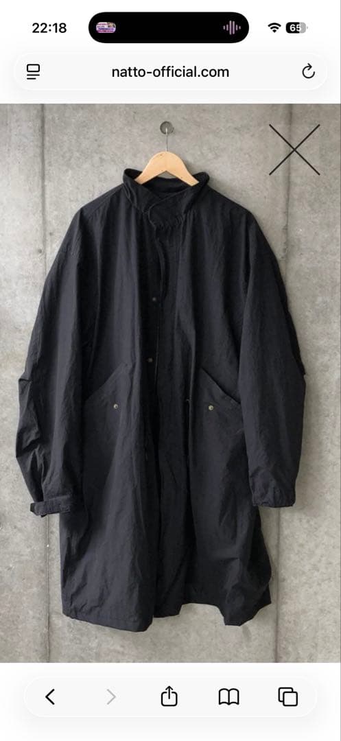 Natto military mods coat モッズコート loose silhouette military mods coat / black（ルーズシルエット