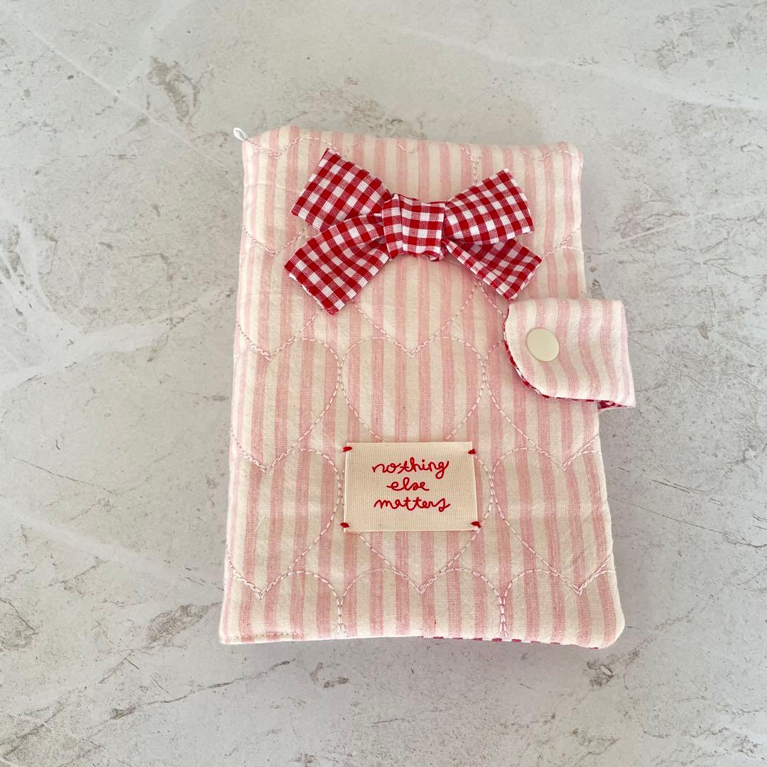 A6バインダー&バインダーカバーセット 韓国 ハートキルティング リボン