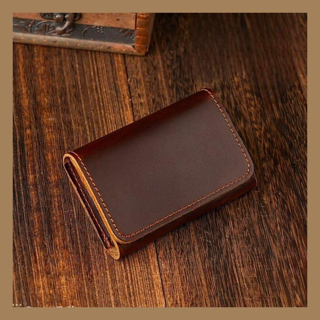 カードケース 名刺入れ 本革 レザー 二つ折り 大容量 ブラウン - メルカリ