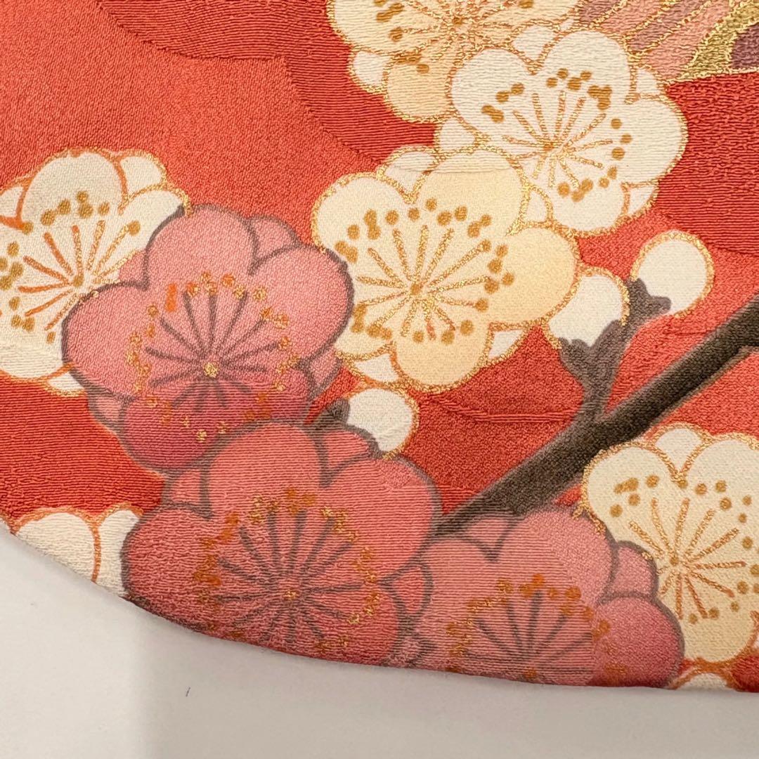 な*お様 振袖 振袖フルセット 着物 鶴模様 竹松 金彩 朱色 金糸