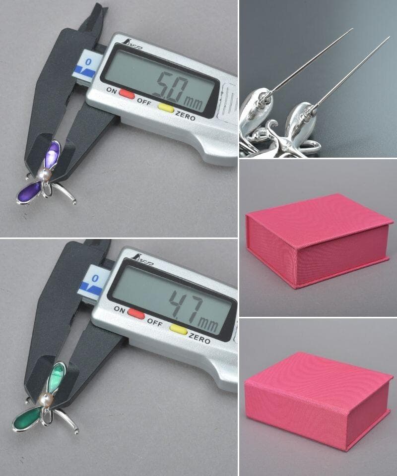 美品 TASAKI ブローチ トンボ 2個セット パール幅5.0mm SV 緑紫の通販