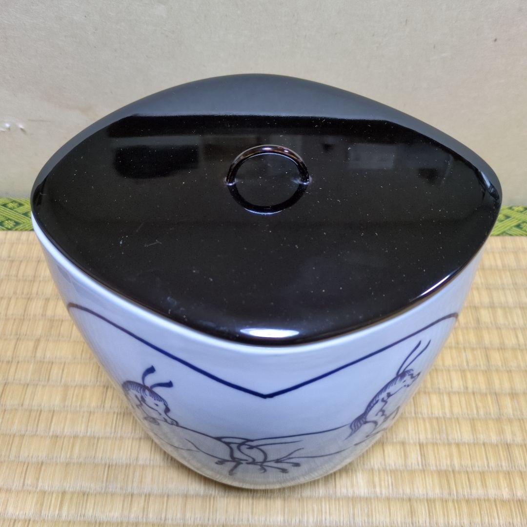 く*ん様 茶道具「染付 菱馬水指」 平安 富田静山 造