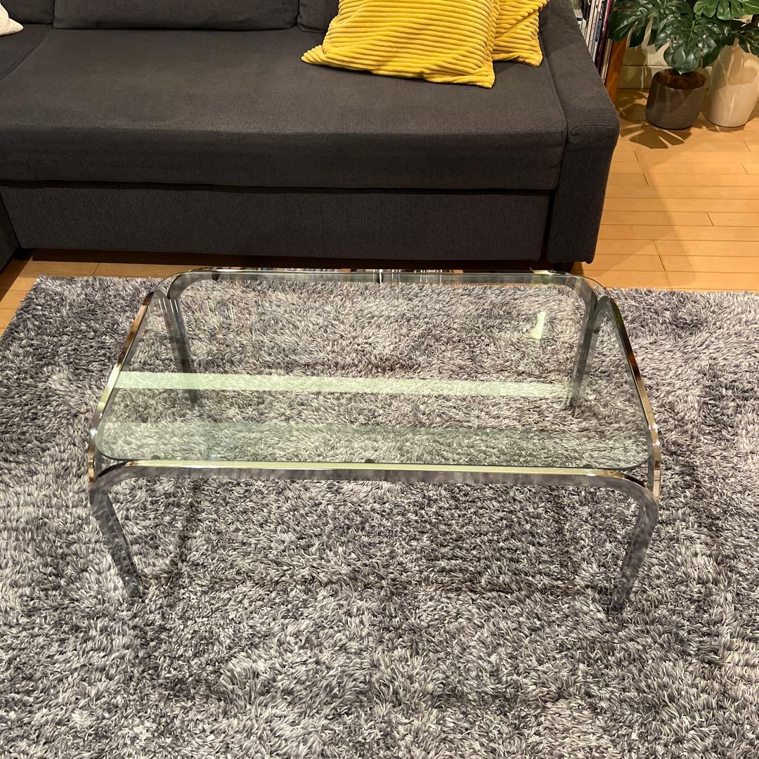 ミッドセンチュリー アイアンフレーム センターテーブル ガラス