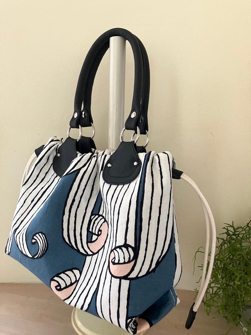 ハンドメイド swing巾着バッグ ミナペルホネン生地使用 ✳︎ swing 巾着バッグL - haruhitowork