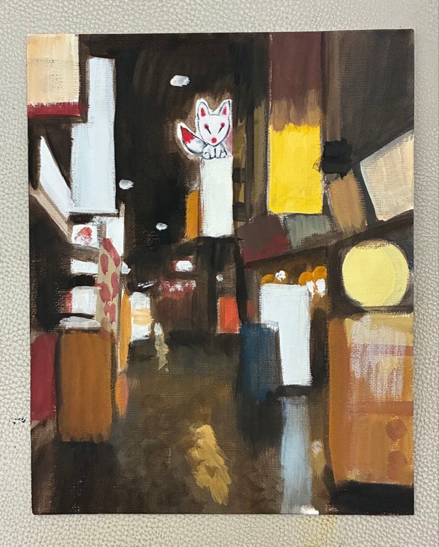 合作アクリル画　イワフネカナメ x モモ