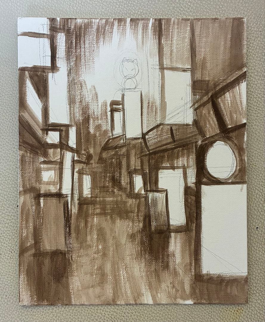 合作アクリル画　イワフネカナメ x モモ