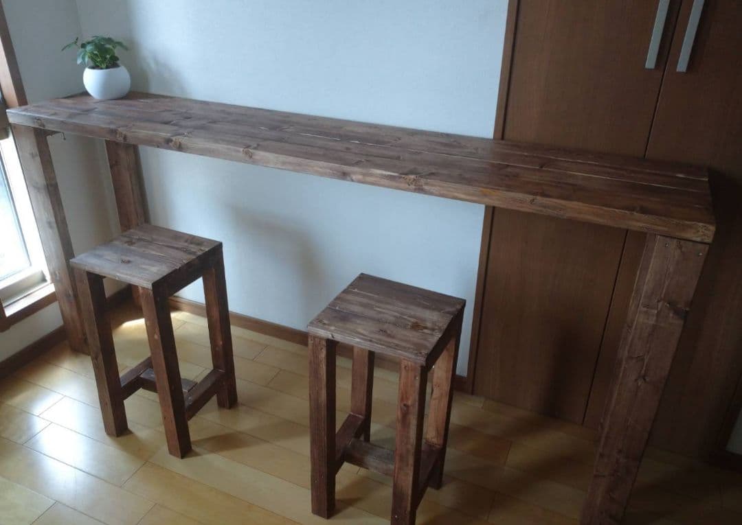 さぶぞう】120×53 86カウンターテーブル 無垢材 アンティーク風 木目調