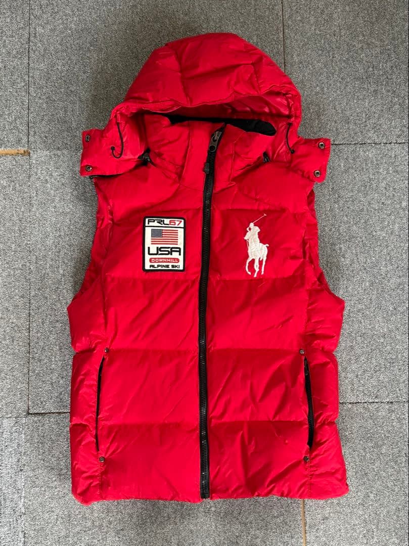 Polo by Ralph Lauren ダウンベスト ビッグポニー 赤 S - メルカリ