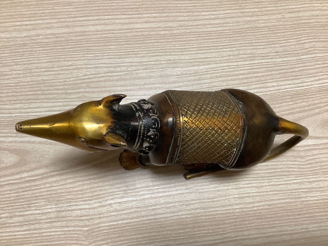 《 チベット密教　ヒンドゥー教　新品 》 マウス　幸運の使い　真鍮　約1420g