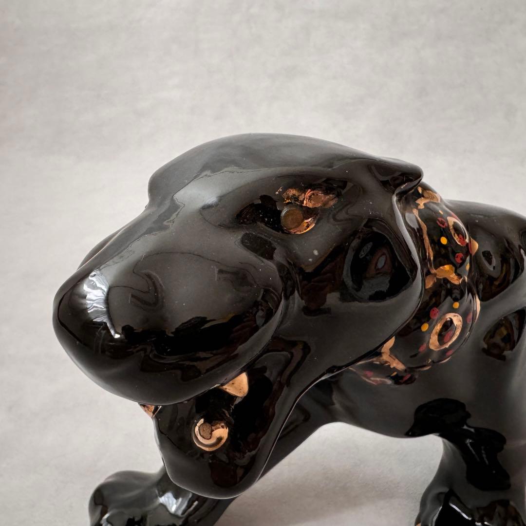 Vintage ブラックパンサー 置物 陶器 50s 60s ミッドセンチュリー