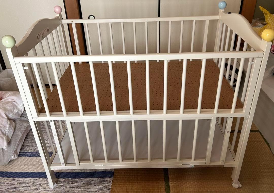 ティガねこ様専用】 【ミキハウス】木製ベビーベッド ホワイト（直接お