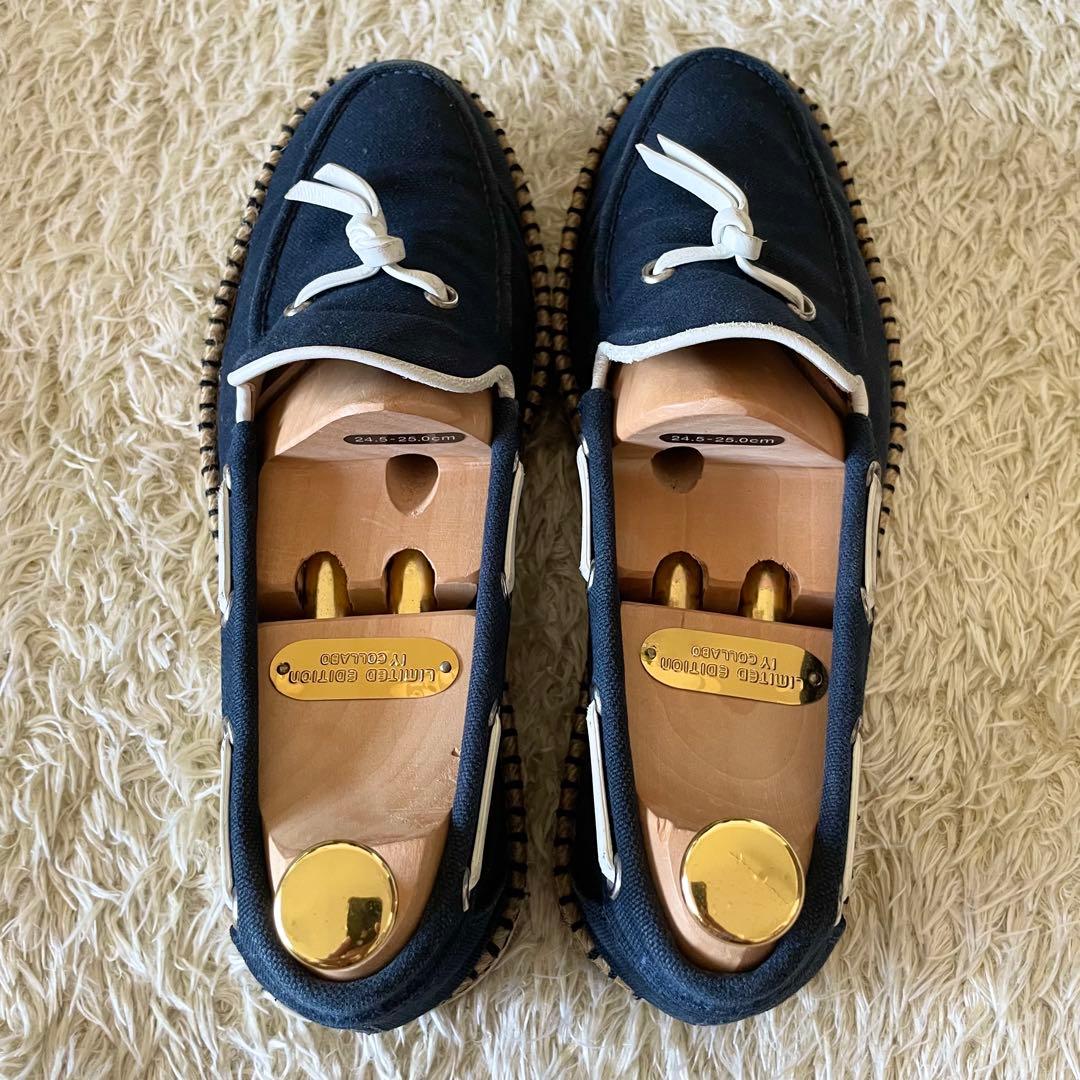 HERMES エルメス デッキシューズ タッセル エスパドリーユ ネイビー 41