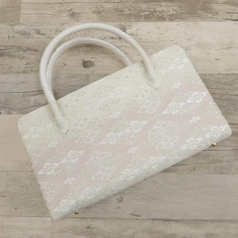 《和装バッグ◆花しおり 有職菱文様 利休バッグ アイボリー　礼装用◆Z9-12》