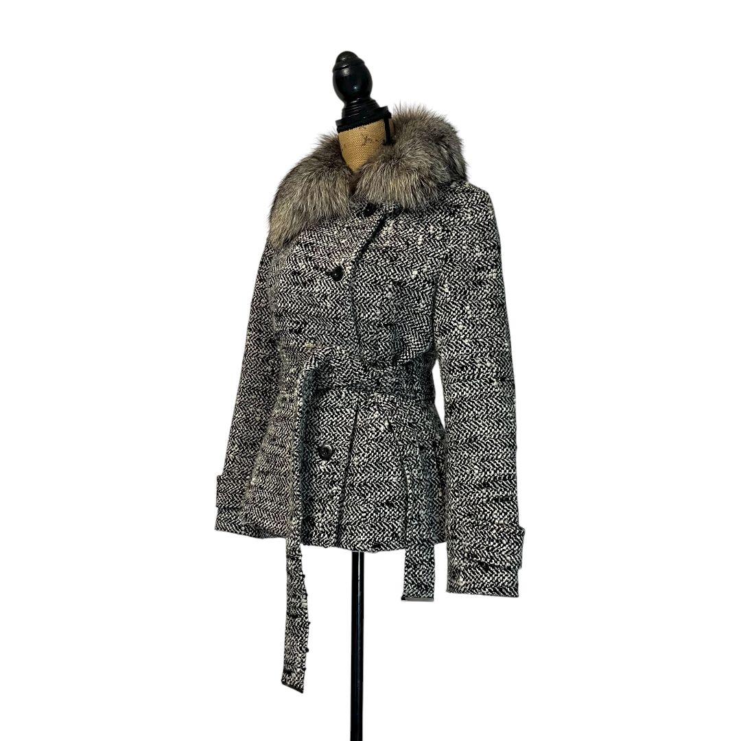 大きいサイズ】【46】23区 フォックスファー ツイードコート