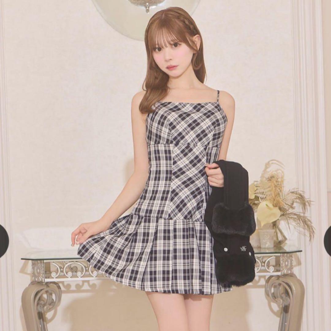 michellMacaron ボレロsetチェックプリーツワンピ ワンピースのみ