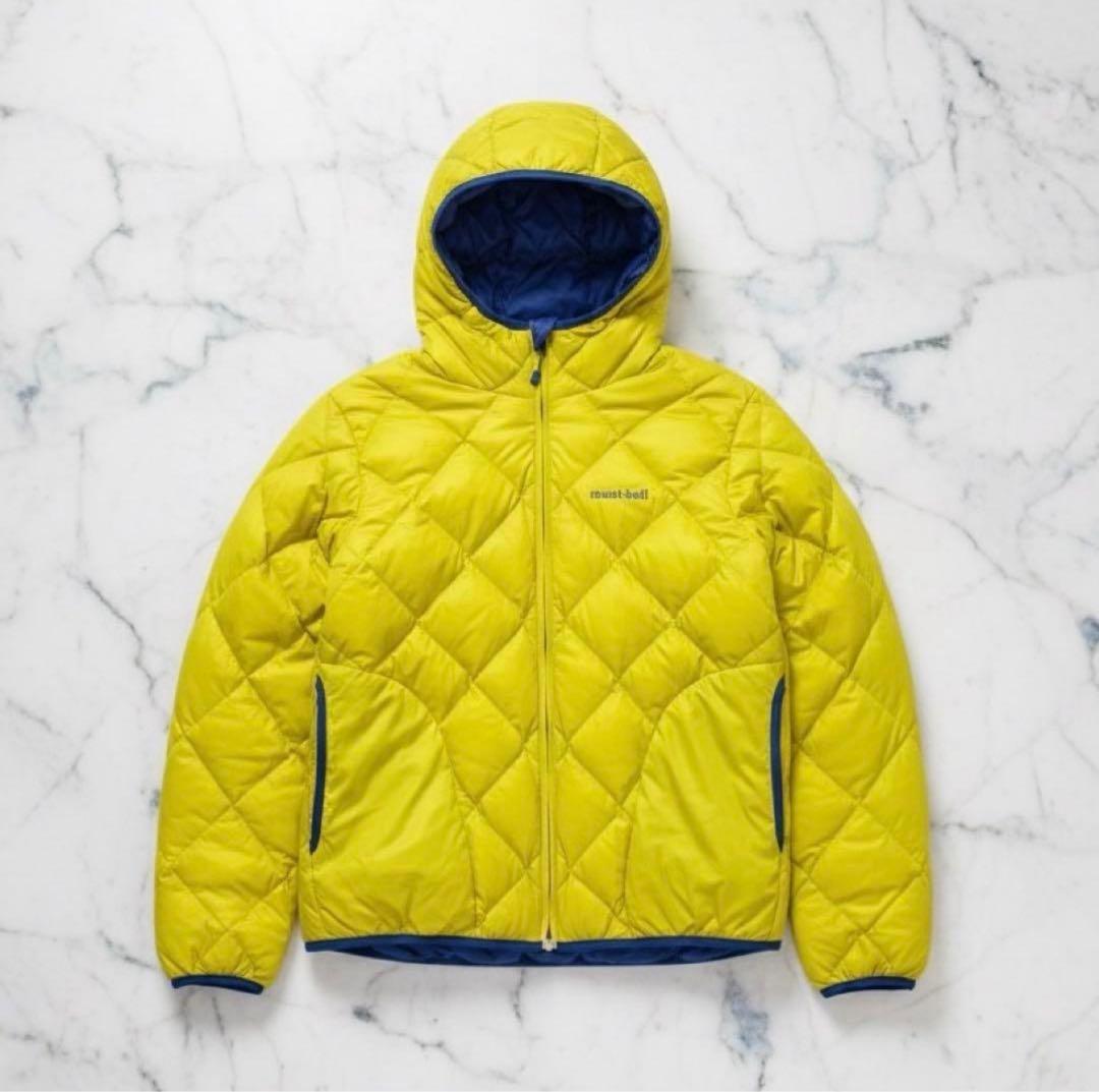mont-bell ダウンジャケット キルティング リバーシブル 青/黄色