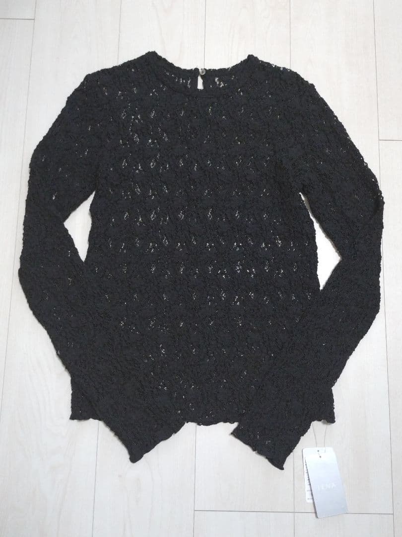 IENA大人気完売Flowerストレッチレースプルオーバーブラックフラワー