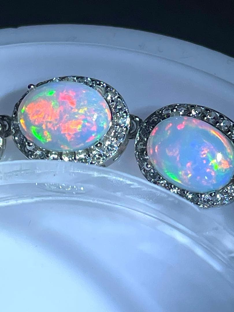 プレシャス オパール5粒ブレスレットS925（新品未使用）高品質！虹色遊