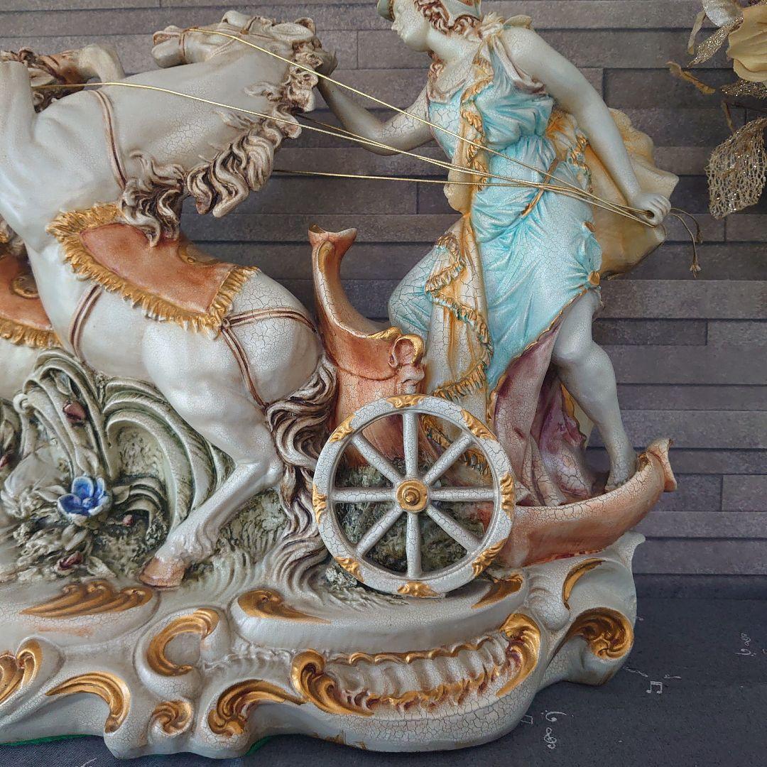 ITALY】馬車ベンハー ロココ調 西洋美術品 置物 オブジェ 跳ね馬 風水