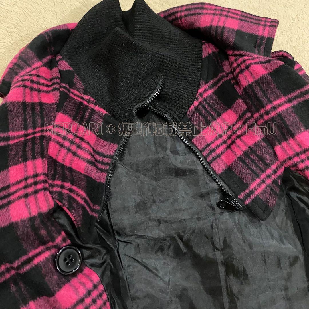 Skinny Lip ピンク チェック コート M 平成ギャル Y2K - メルカリ