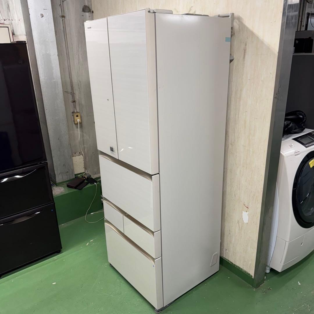 125 大型冷蔵庫 観音開き 6ドア 自動製氷機付 ガラストップ 極美品 家庭