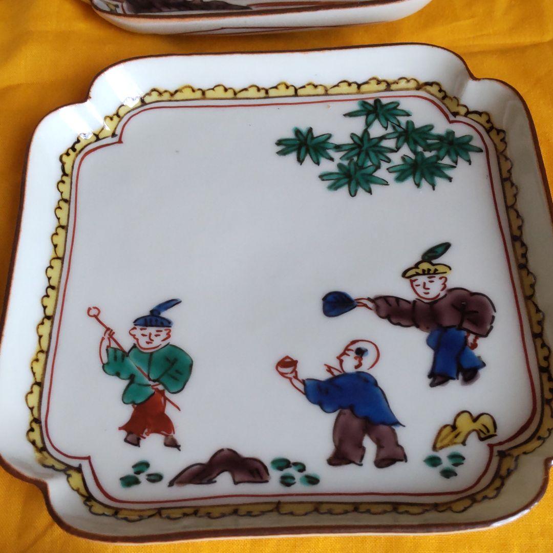 九谷作家宮川哲治造　古九谷風絵変　【銘々皿】【手描き】【古九谷風】【菓子皿】