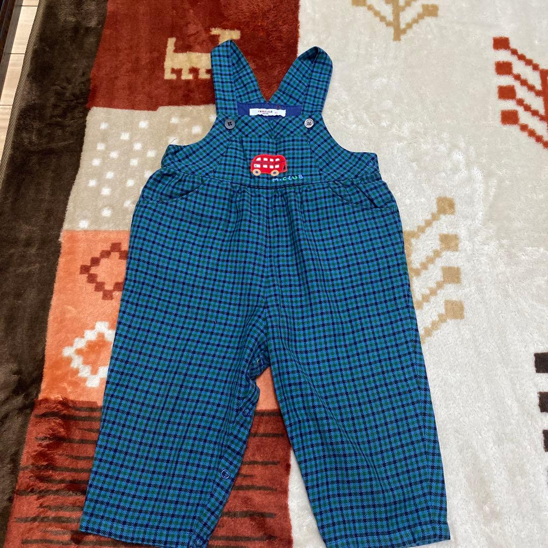 ファミリアfamiliar 旧タグ オーバーオール 緑 チェック 80 - メルカリ