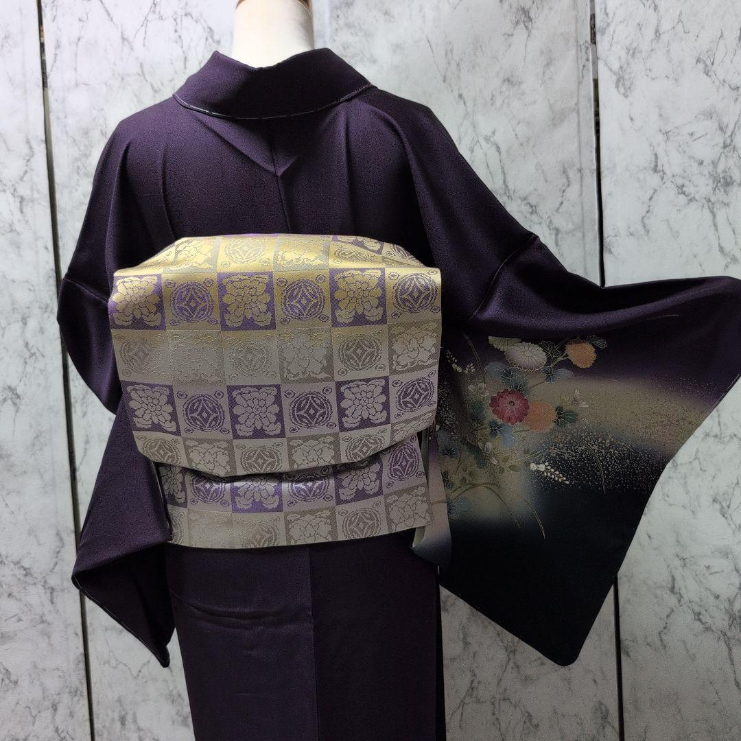 十三夜様高級正絹 紫地 金彩手刺繍 全体しつけ糸有り - メルカリ