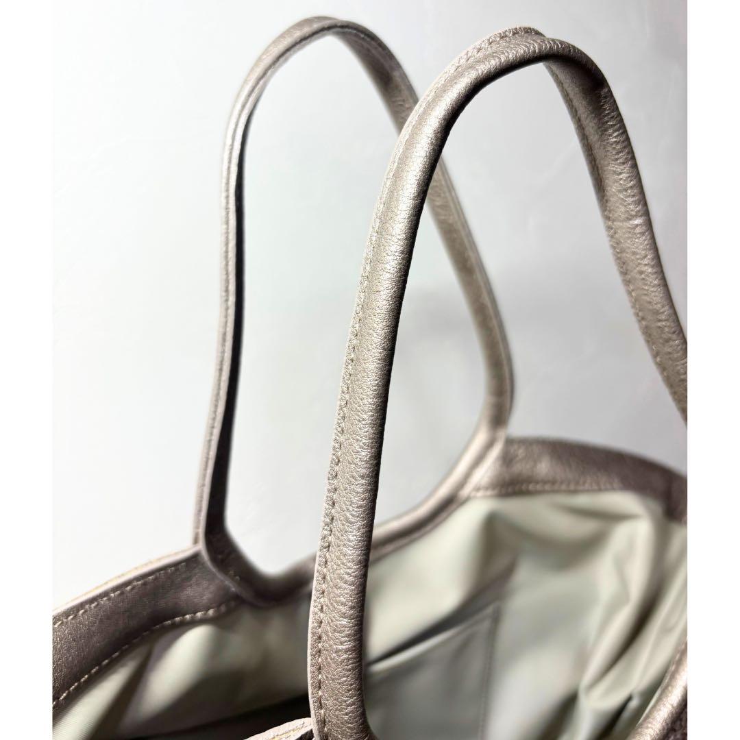 未使用級】LiSA LiSA リサリサ芦屋 かごバッグ a4 グレー シルバー