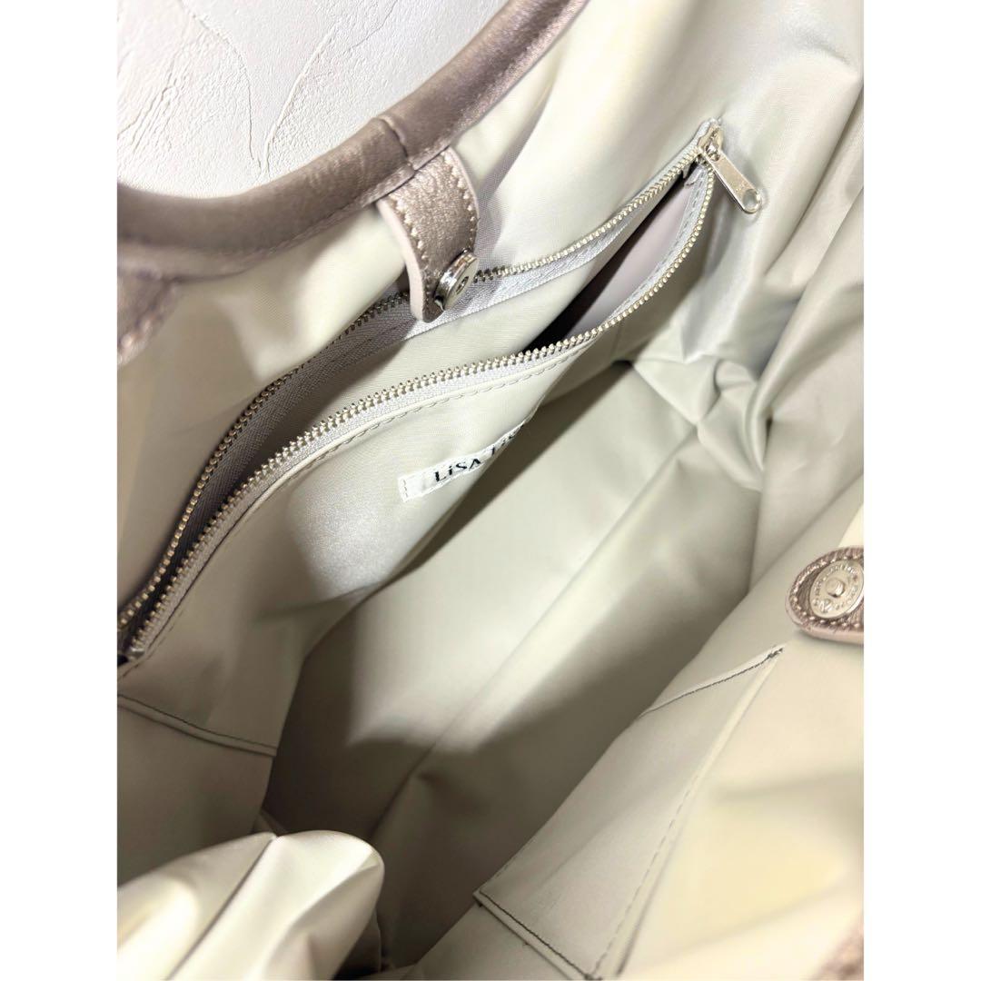 未使用級】LiSA LiSA リサリサ芦屋 かごバッグ a4 グレー シルバー