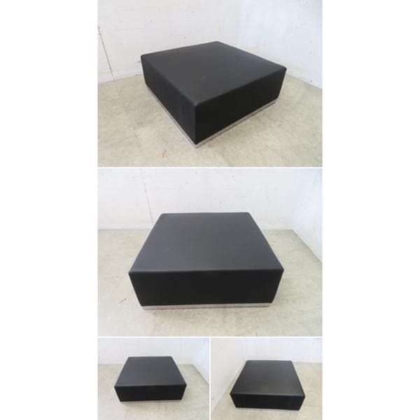 美品□ARTI□インターセクト□黒総革□オットマン/スツール□モダン