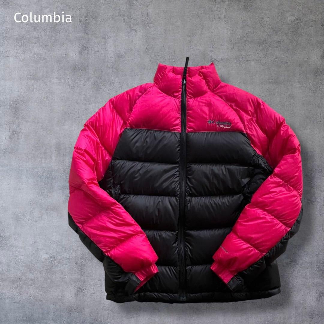 コロンビアColumbiaダウンジャケットTITANIUMピンクブラックL - メルカリ