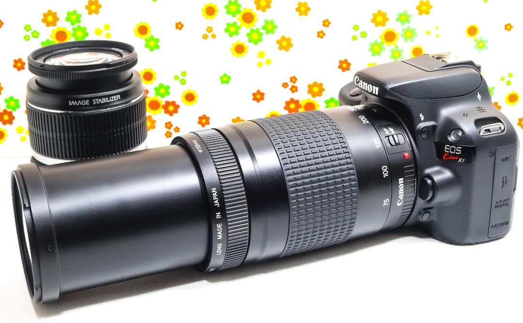 Canon kiss x7☆スマホ転送♪☆超小型・軽量☆超望遠ダブルレンズ付き Canon kiss x7 スマホ転送 超小型・軽量 超望遠ダブルレンズ付き