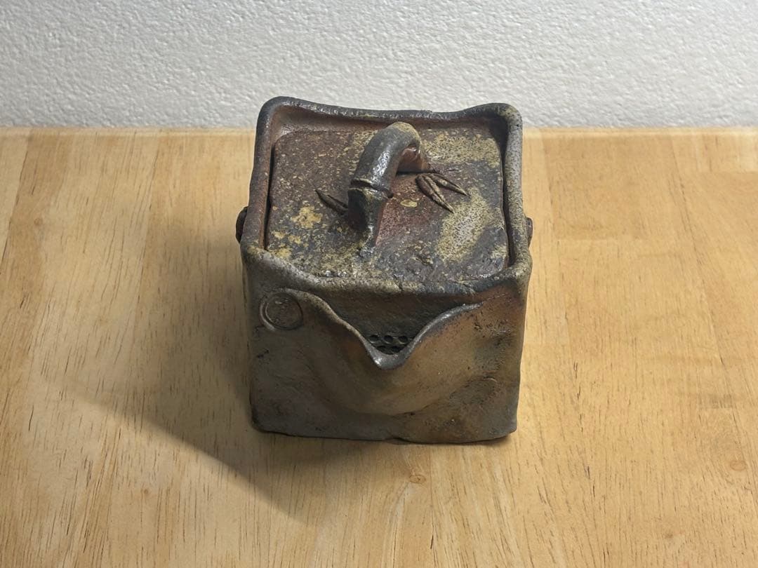 81. 備前焼 宝瓶 登り窯 竹 4角 手びねり 急須 - メルカリ