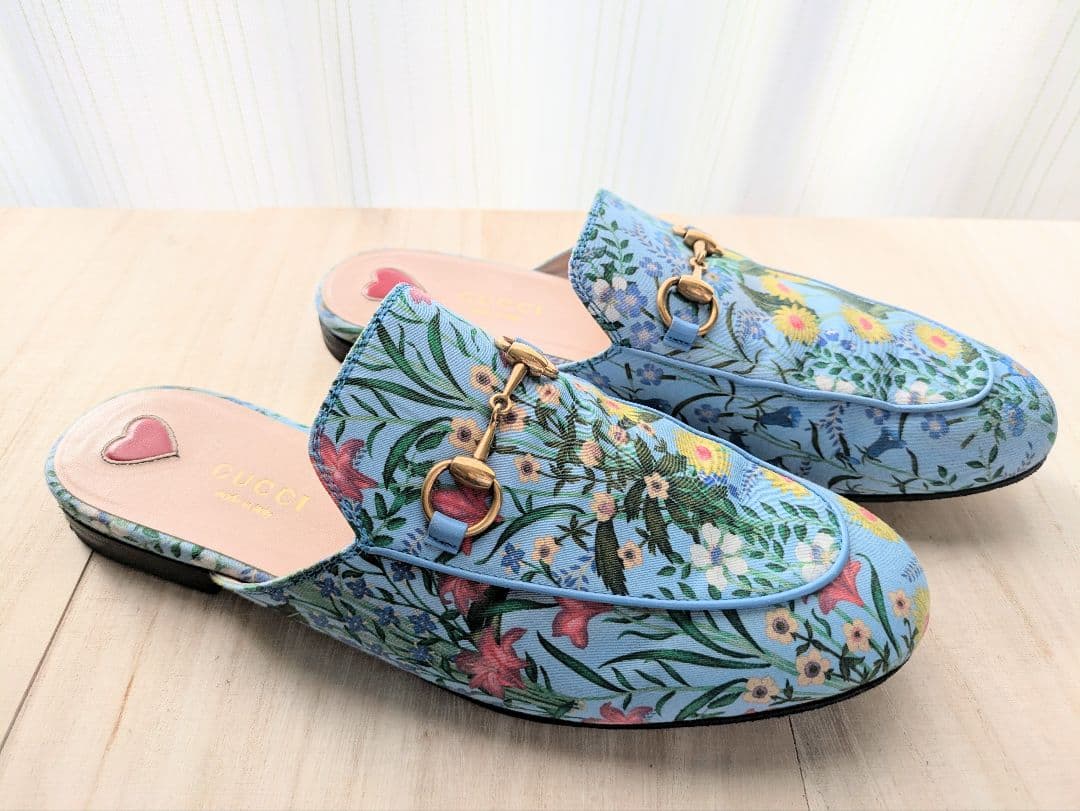 S*K様 値下げ❤❤ Gucci 432773 フラワープリント ミュール/スリ