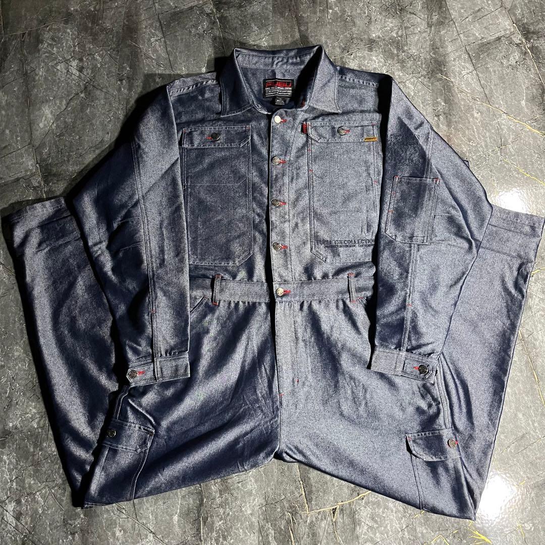 ☆レア☆ fubu 90s デニム オーバーオール 光沢 B系 ジャケット FUBU フブ アウター デニムジャケット ジャンパー。FUBUはアメリカの