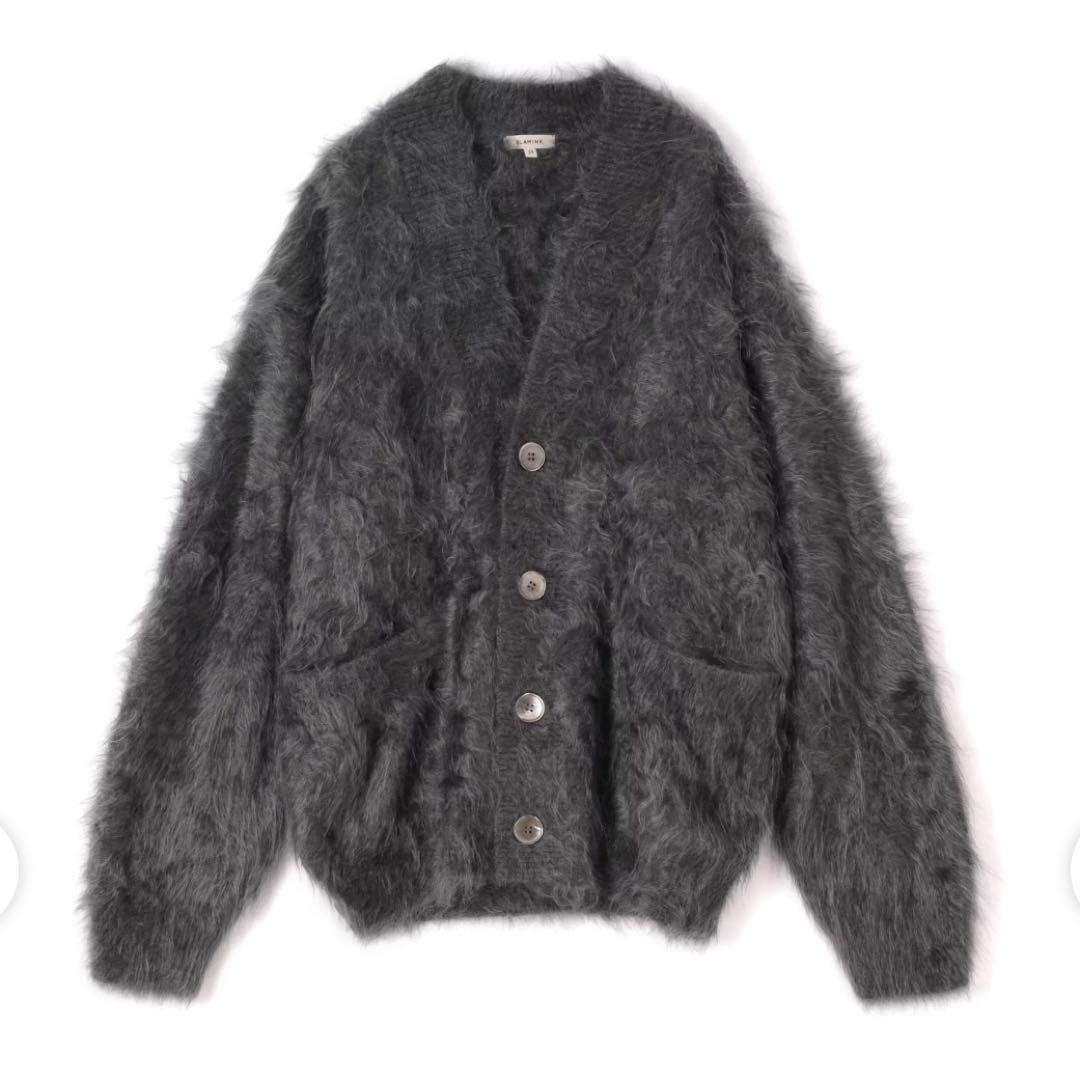 BLAMINK ブラミンク カシミヤファー Vネックカーディガン グレー 38