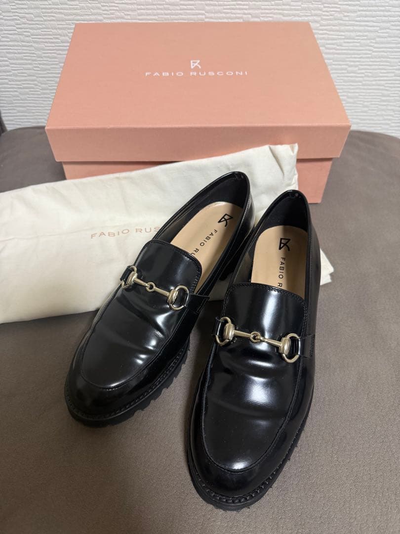 ファビオルスコーニ　ブラックローファー　37 ファビオルスコーニ FABIO RUSCONI ローファー （ブラック