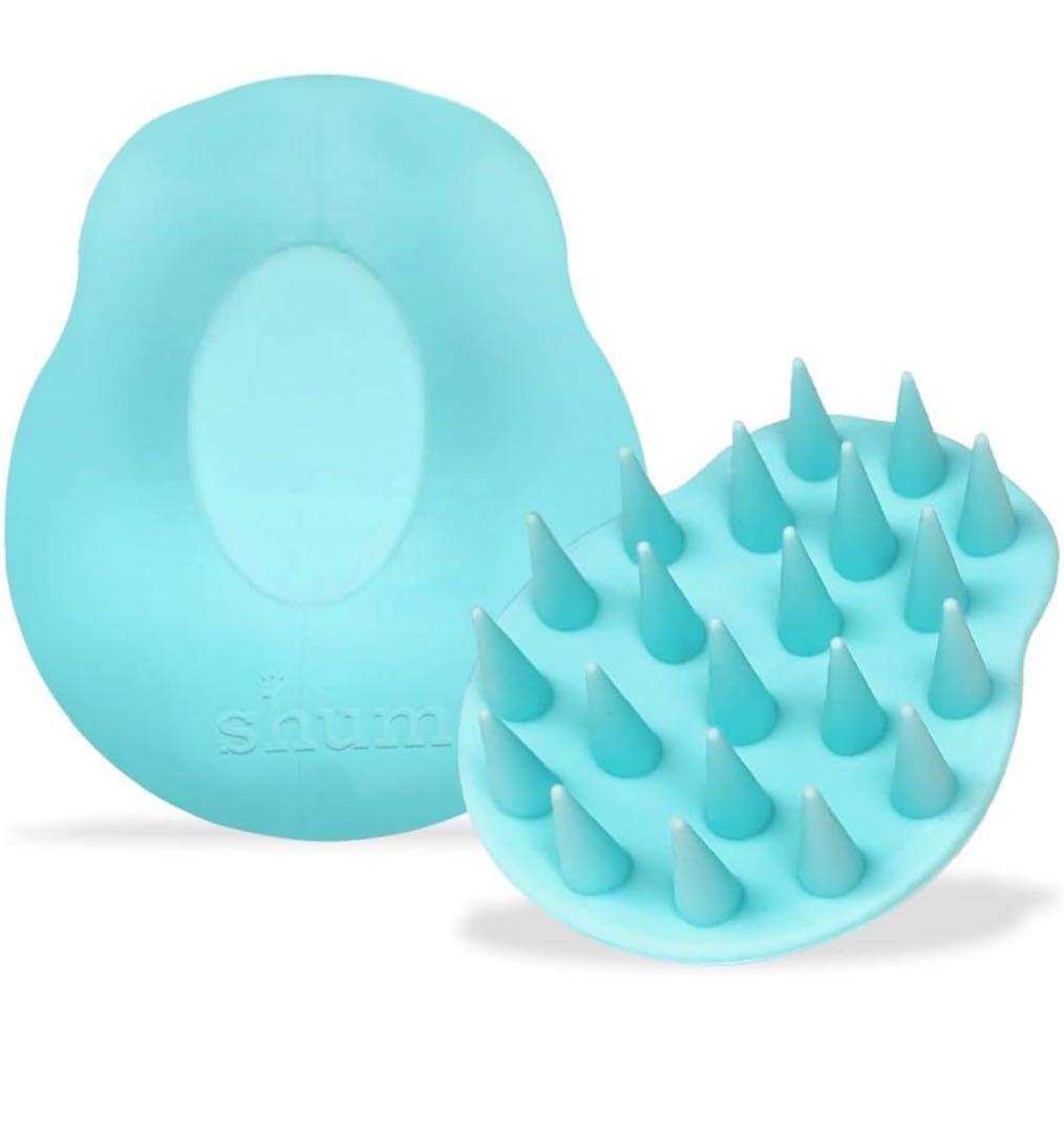 shum シャンプーブラシ ヘッドスパ 水色 シリコン製 2個セット シリコンヘッドスパ スカルプブラシ 2個セット 頭皮ブラシ シャンプー