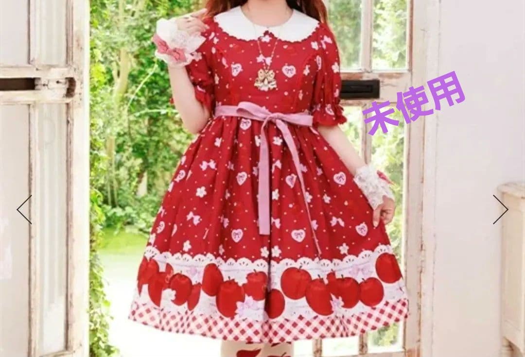 アクシーズファムカワイイ　シャルミエール　スウィーティアップルワンピース　赤 LD351X03C_L.jpg