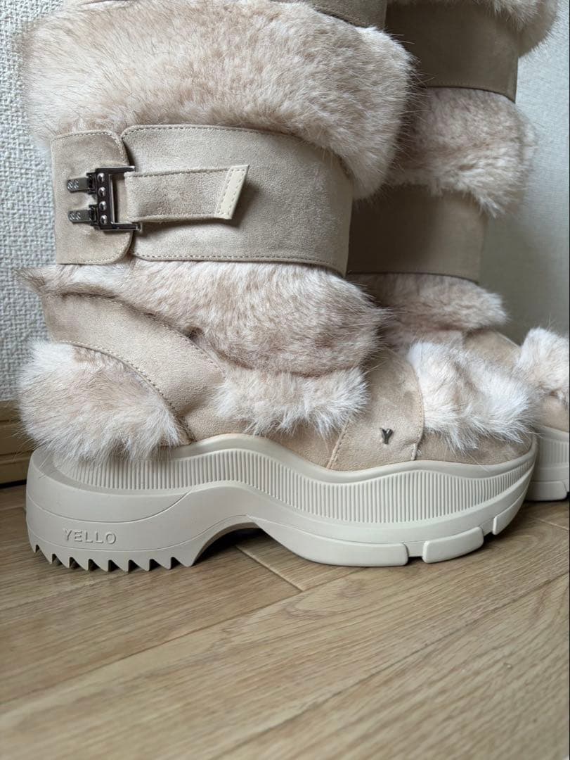 YELLO MOJU LONG BOOTS ベージュ Lサイズ - 靴オンライン ショッピング