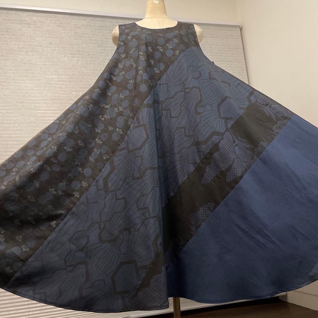 着物ワンピーステントラインマキシ丈【223】大島紬《龍郷柄7マルキ含む》