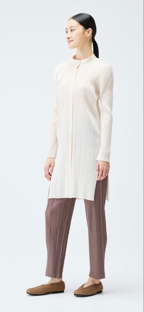 未使用 PLEATS PLEASE 長袖チュニック丈シャツ オフホワイト - メルカリ