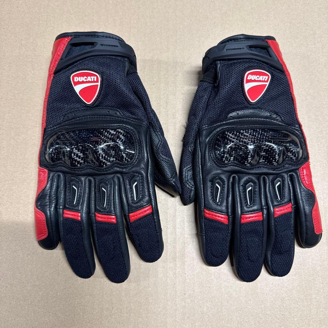 Ducati バイクグローブ 黒/赤 レザーグローブ Speed Evo C1