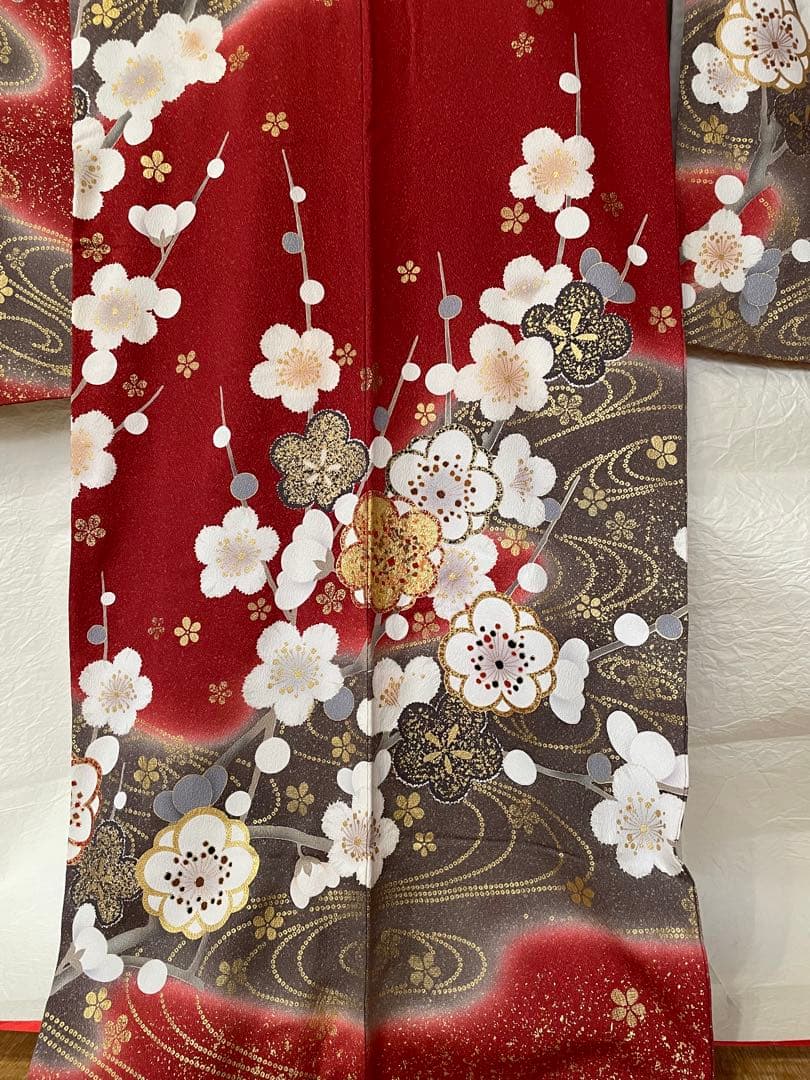 ぱ*む様 【再出品・引越し処分】送料込み・売り切り!! 成人式の赤い花柄振袖と付