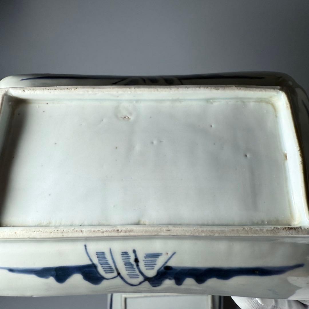 幕末明治期 染錦白鷺文様長皿 五客 古陶を楽しむ アンティーク