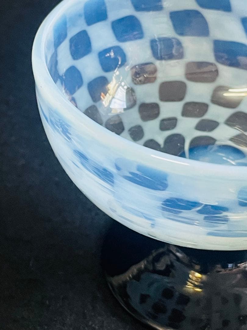 大正ロマン 脚黒市松模様氷コップ